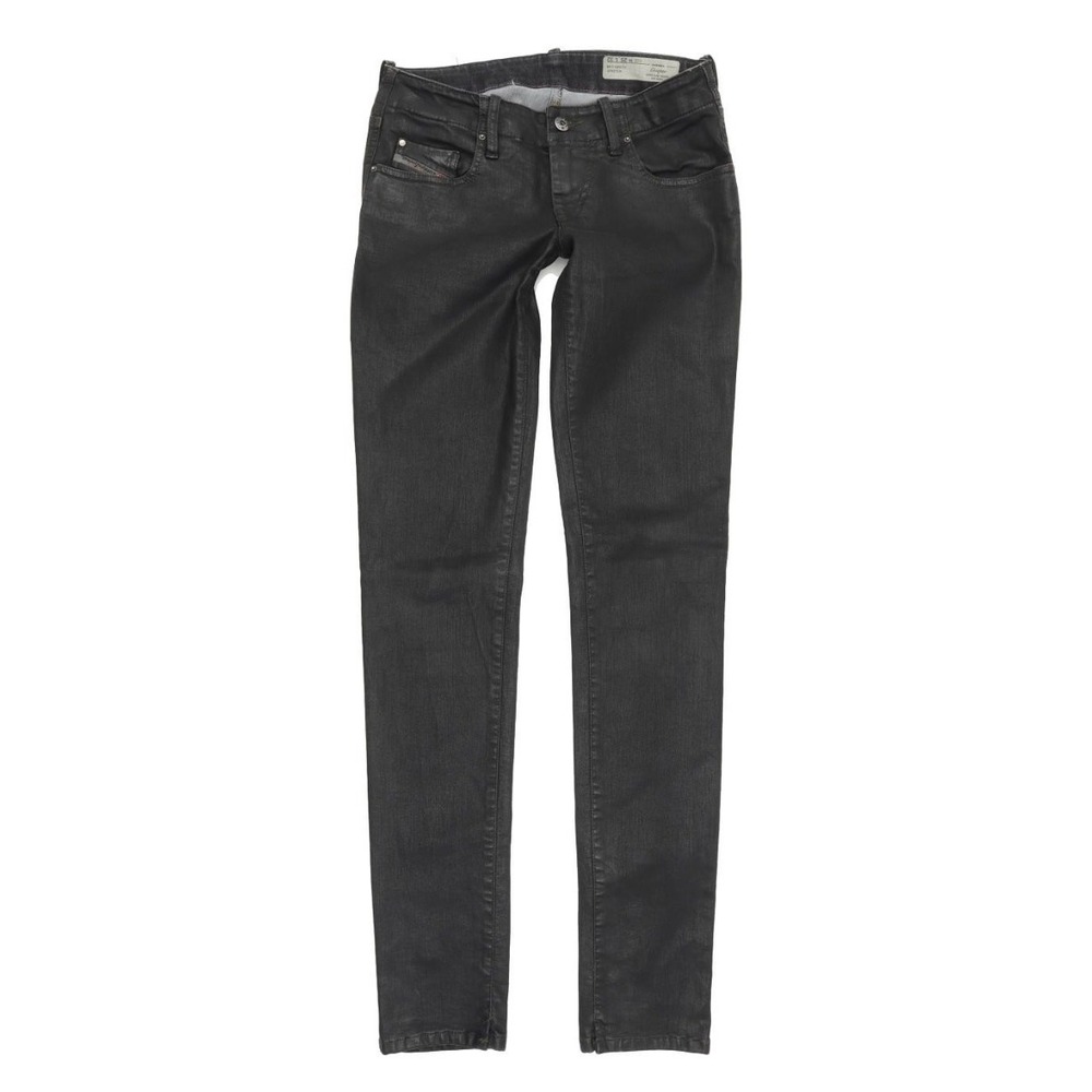 Diesel Grupee 0807V Super Slim Skinny Low Waist Coated Jeans W25 L32 Black Y2K